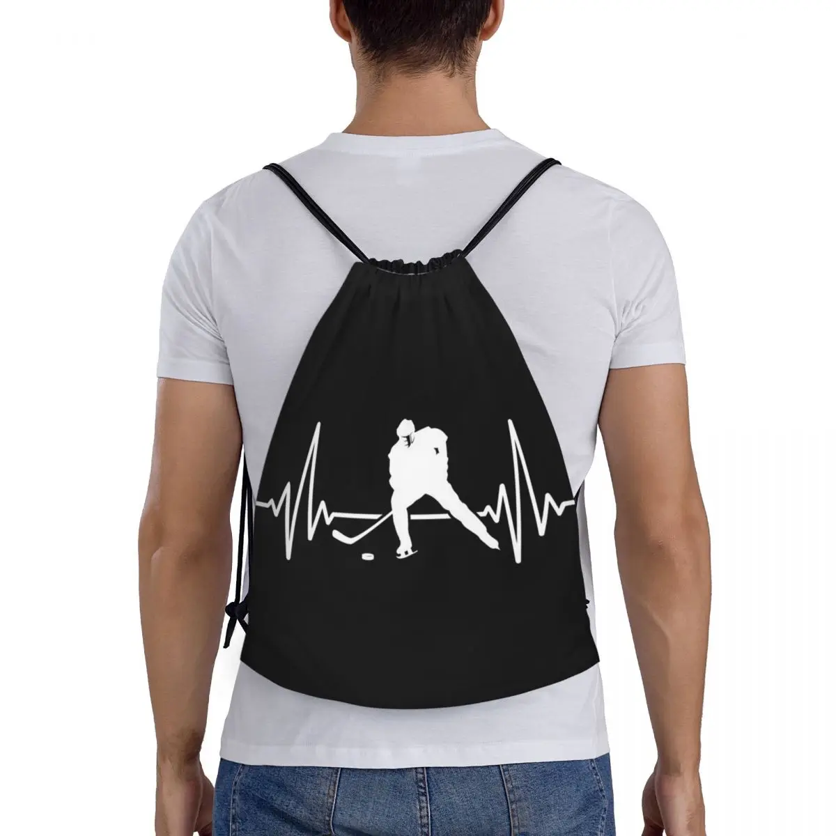 

Ice Hockey Heartbeat, Hockey Heartbeat Backpacks Multi-function Drawstring Bags Sports Bag Book Bags for Travel Students