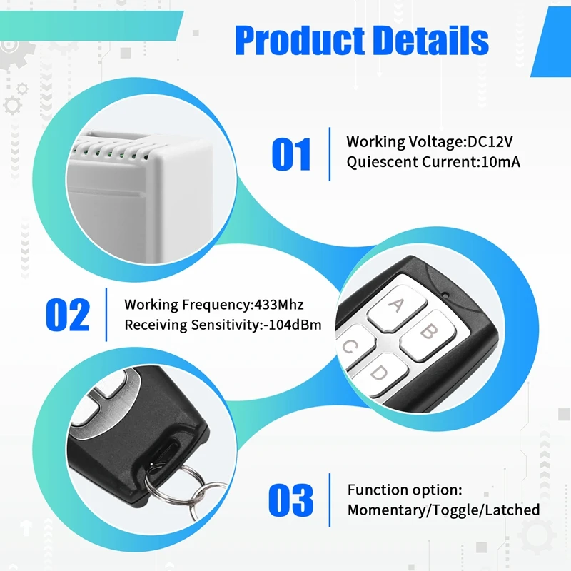 Roller Shutter Remote Control 433MHZ Garage Door Remote Relay Switch Secure For Garage Door And Rolling Doorn01r