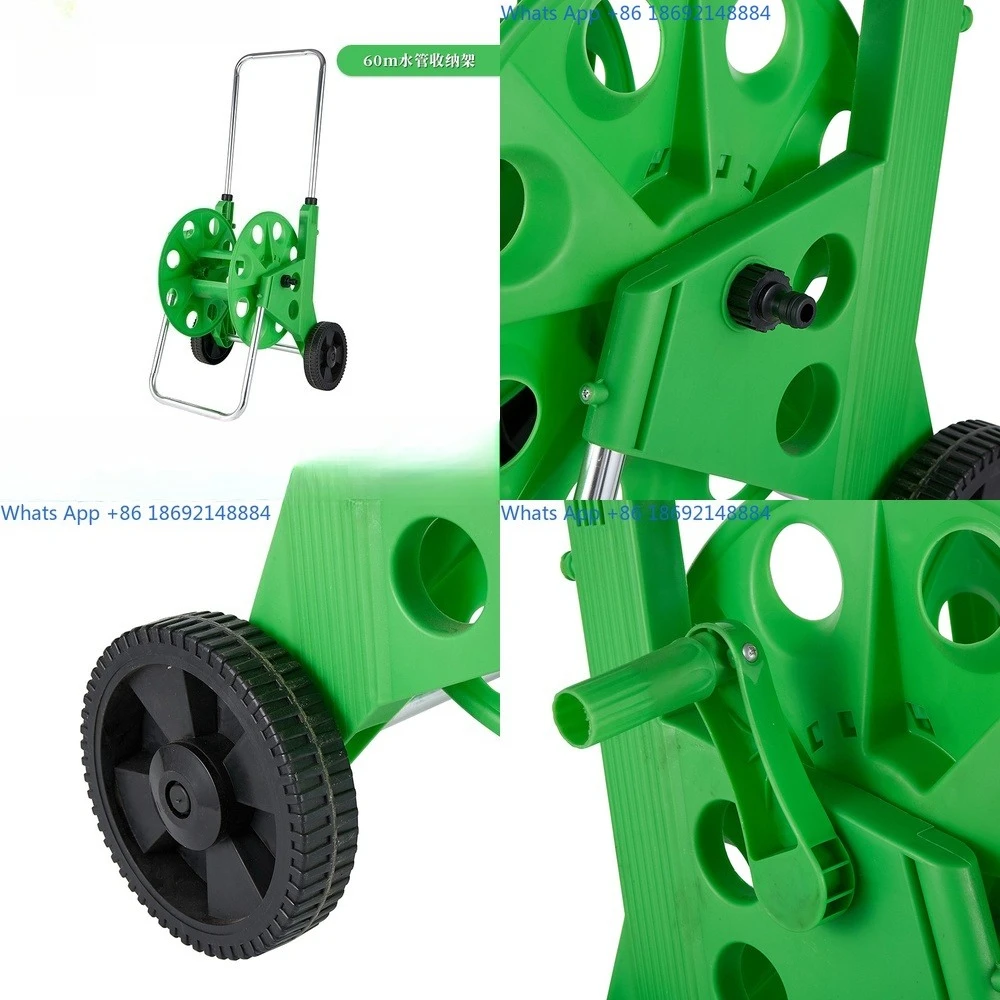 

Garden Push Type 60m Hose Reel with Dual Wheels Large Capacity Hose Cart for Outdoor Use
