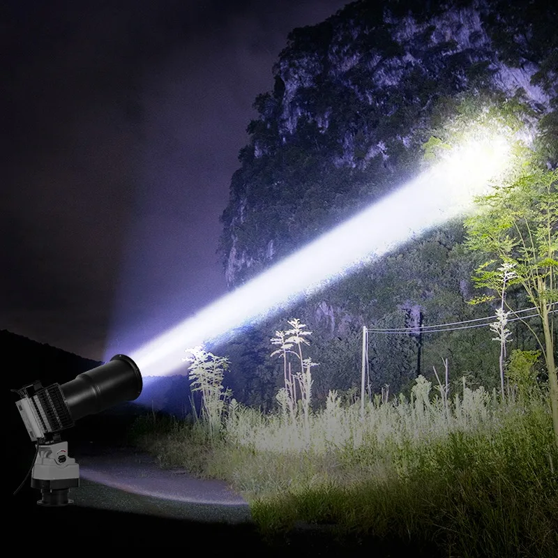 Strong light searchlight, remote rotation cruise fishing pond beach bathing outdoor beam of light LED spotlight