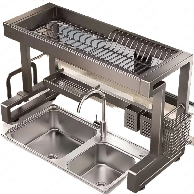 

Полка для кухонной мойки из нержавеющей стали, многофункциональная полка для хранения посуды, полка для слива посуды
