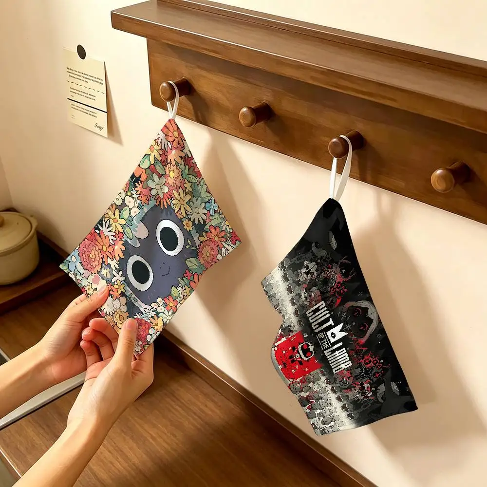 Game C-Cult of The Lamb Hanging Kitchen Towel, Polyester Cotton Fabric, Absorbent Hand Wiping Towel for Home Dormitory