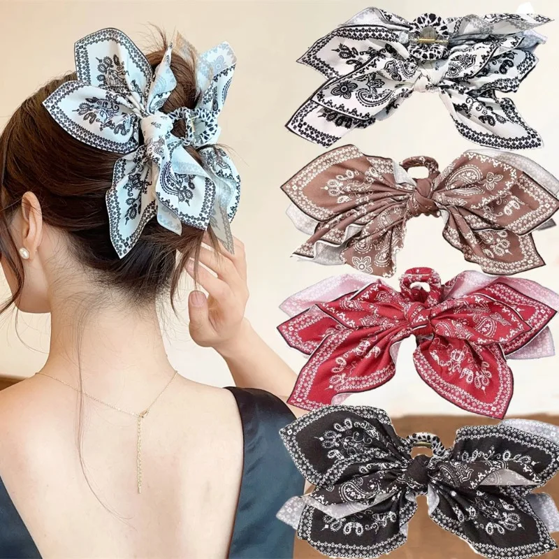 

1PCS Boho Paisley Bow Hair Claw Women Adorable Retro Trendy Edgy Accessory Stylish Bold Girls New Headwear Daily Casual Outfits