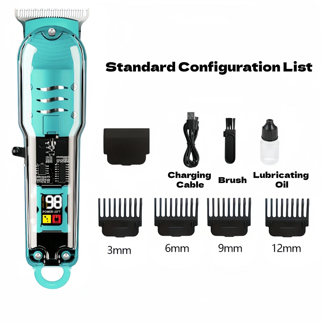 228--Alat Cukur Rambut Profesional untuk Barbershop (Pemangkas Rambut Pria) – Transparan & Bergaya