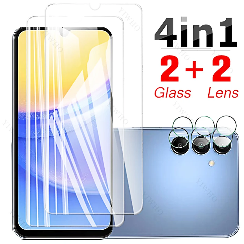 4in1 Camera Lens for Samsung Galaxy A15 5G A 15 SM-A156B Screen Protectors Tempered Glass Protection Glass Fingerprint Unlock HD