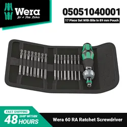 WERA 05051040001 Kraftform Kompakt 60 RA Ratchet Screwdriver Set 560Grams Anti-roll  Self-locking Exquisite Work