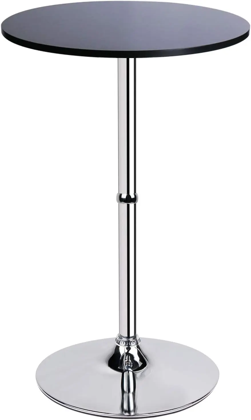 

Round Top Bar Table 41.3 inch Height, MDF Pub Table with Chrome Base, Black