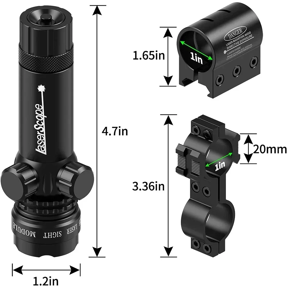 Rifle Green Dot Laser Red Dot Laser Sight 532nm Scope with Pressure Switch Picatinny and Mounting Hunting Riflescope