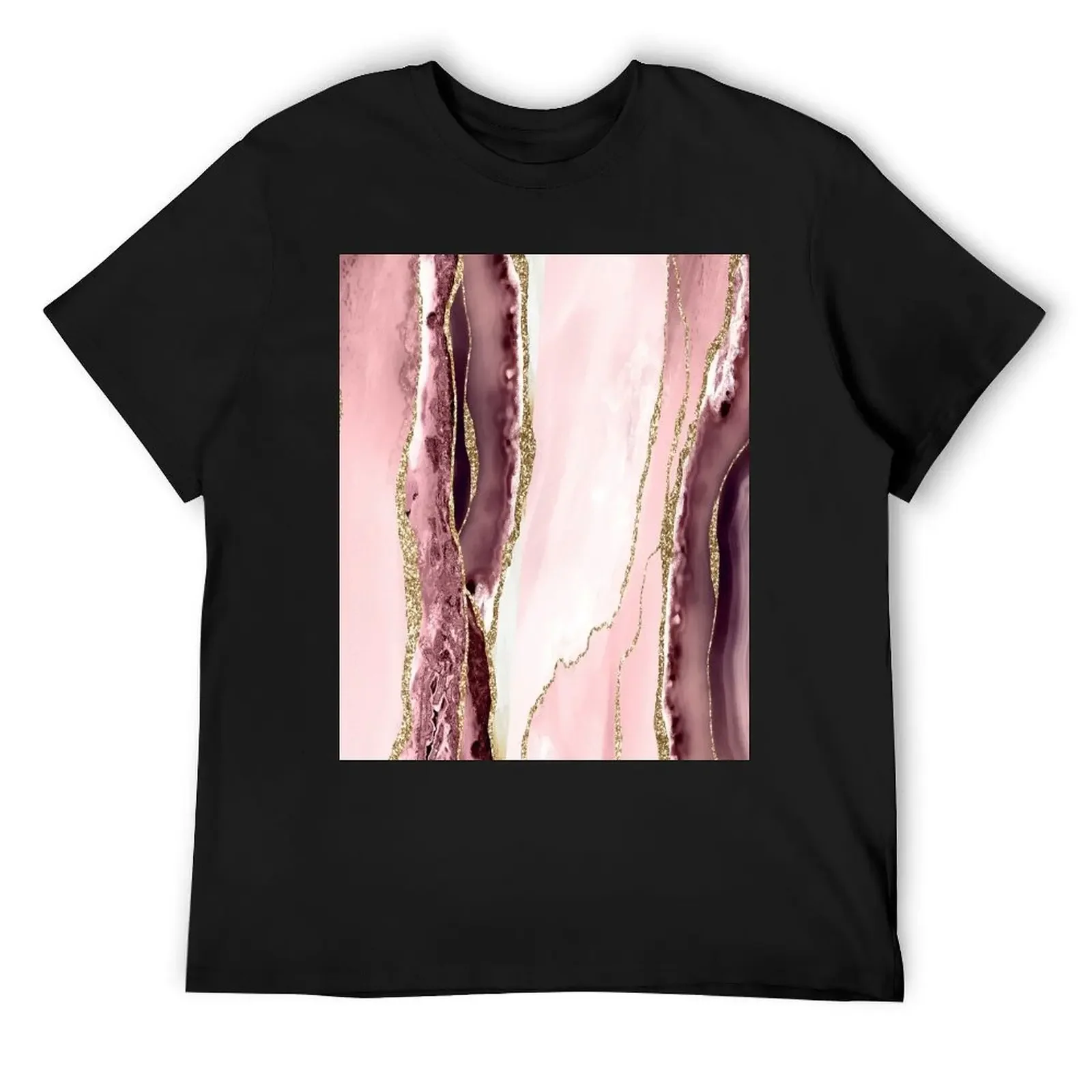 Blush Pink and Gold Agate Geode T-Shirt boys whites quick drying basketball graphic tees oversized t shirts for men