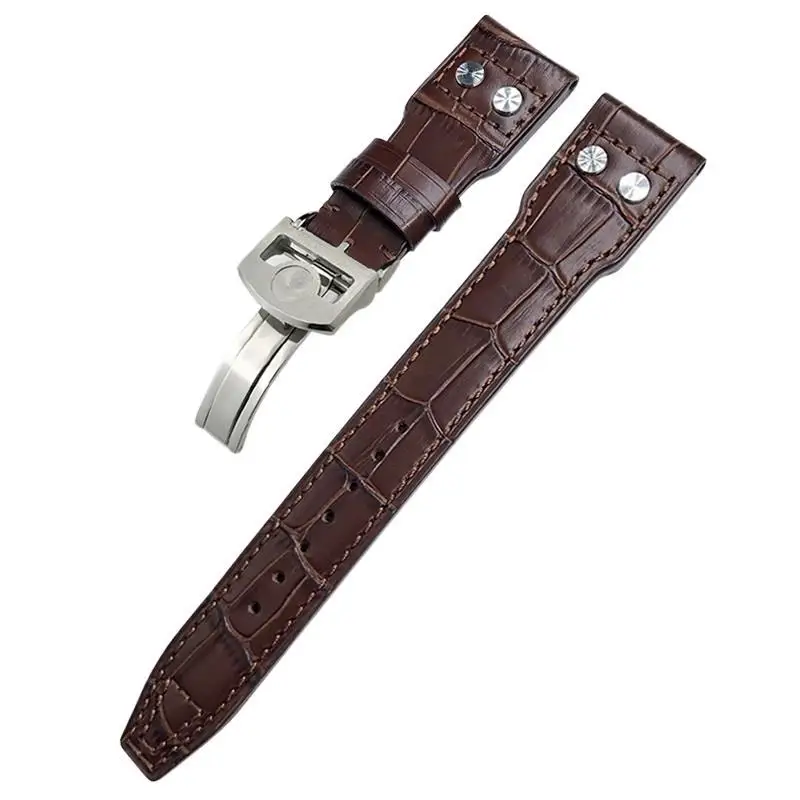 

HAODEE 20mm 21mm 22mm Real Leather Rivets Watchband Fit For IWC SPITFIRE Big Pilot's Watch TOP GUN IW5009 Cowhide Strap