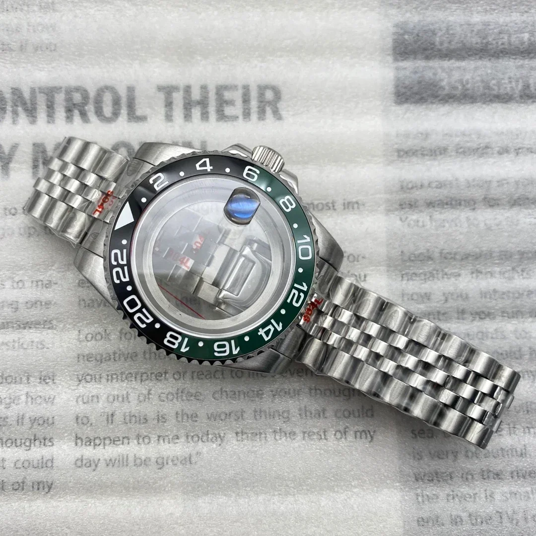 Silver 40mm Watch Case Jubilee Bracelet Black Bezel 28.5mm Dial for Seiko Gmt Submariner Nh35 NH36 NH70 Movement Sapphire Glass