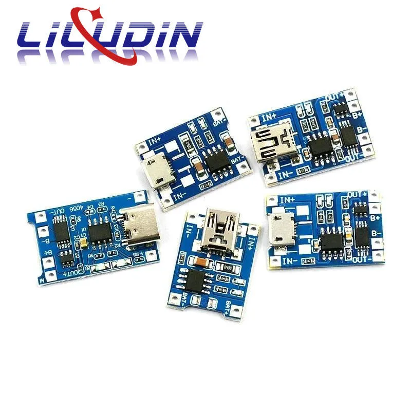 5PCS 5V 1A Micro USB 18650 type-c Lithium Battery Charging Board Charger Module+Protection Dual Functions TP4056 18650 MINI USB