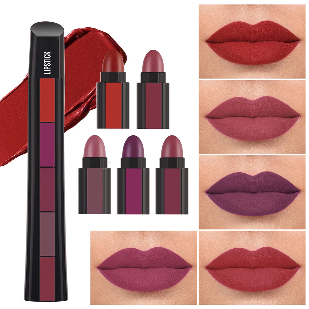 5-in-1 Matte Lipsticks Long Lasting Waterproof Lip Gloss Valentine\'s Day Gift