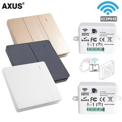 AXUS Wireless Smart Switch Light 433Mhz RF 86 Wall Panel Switch with Remote Control Mini Relay Receiver Home Led Light Lamp Fan