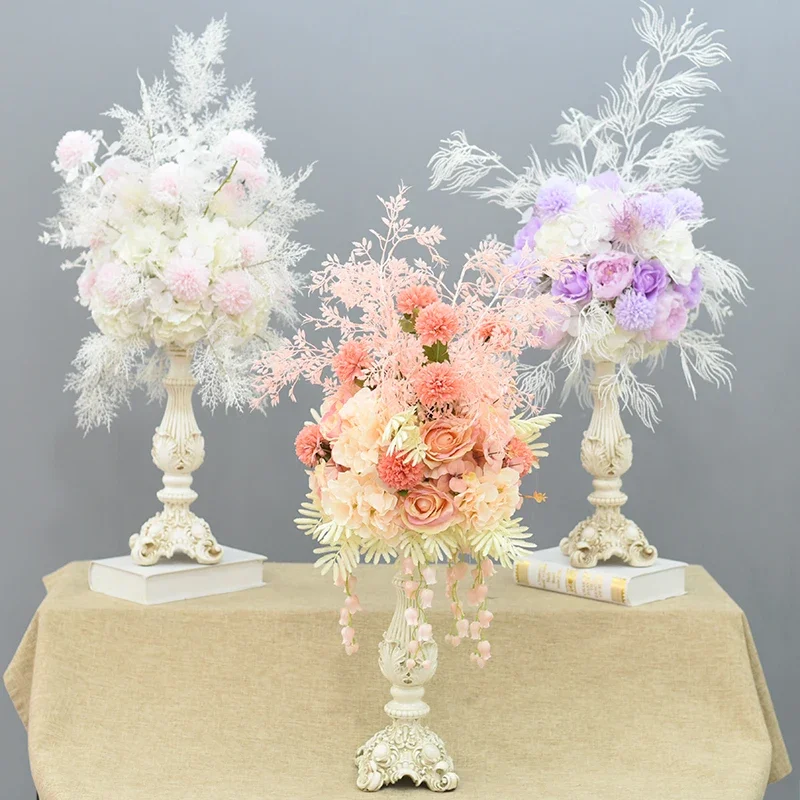 Retro Candlestick for Wedding Decoration, Table Flower, Floral Hotel Props, Centerpiece, T Road, Lead Flower Ball Ornament