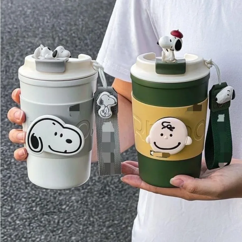 Snoopy animation peripheral cartoon children's sippy cup stainless steel high-looking portable simple coffee cup thermos cup