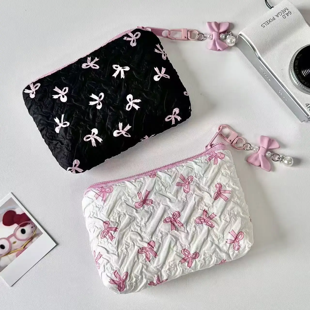 الكورية نمط جديد حقيبة صغيرة جديدة القوس محفظة نسائية للعملات المعدنية فتاة سعة كبيرة بطاقة CCD حقيبة التخزين أحمر الشفاه حقيبة مستحضرات التجميل حقيبة سماعة الرأس #5