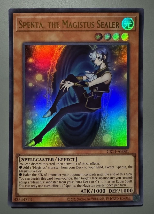 

Yugioh KONAMI Duel Monsters CR11-AE081 Spenta, the Magistus Sealer Ultra Rare Asian English Collection Mint Card