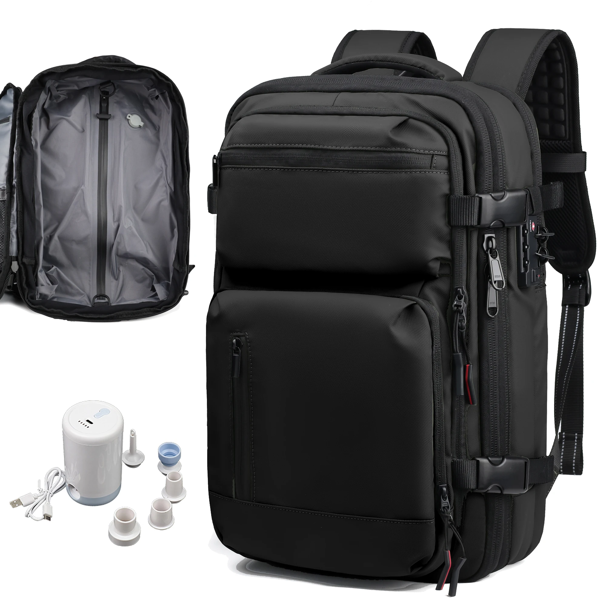 

Vacuum Backpack 60L Expandable Air Compression System TSA Lock Carry-On Suitcase Luggage Travel Backpack