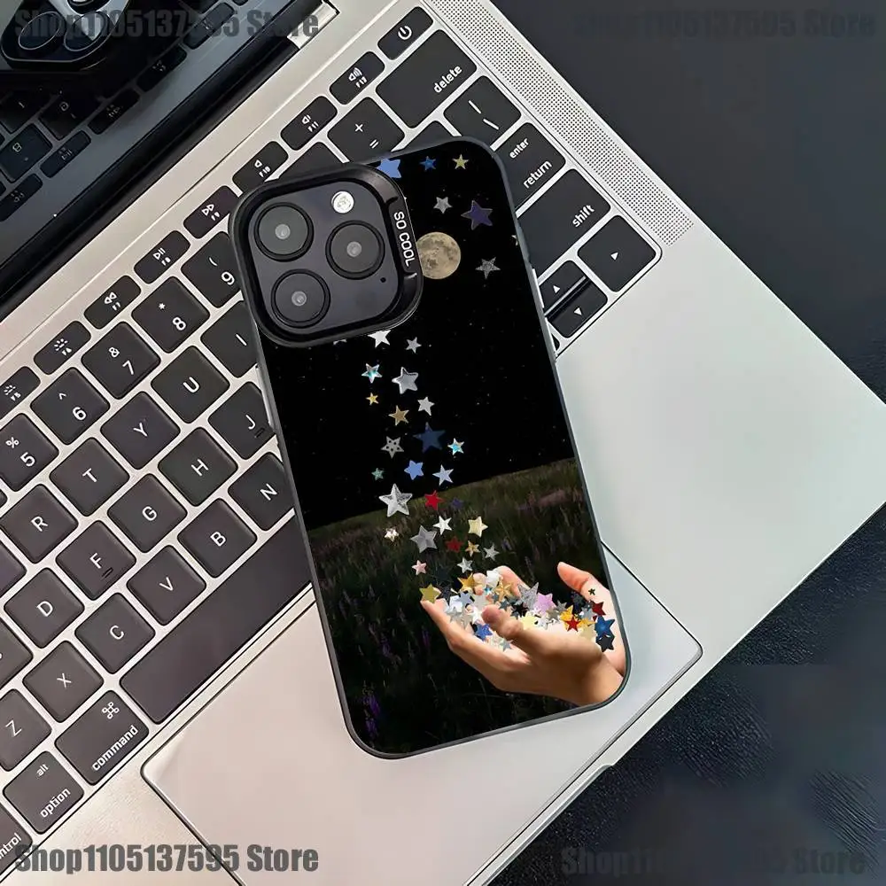 Custodia per telefono Star colorata per iPhone 17,16,15,14,13,12,11,Pro,XS,Max,Plus,Mini,SE4,E Cover antiurto nera opaca