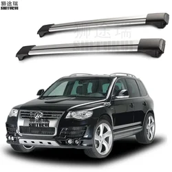 2Pcs Roof bars For VOLKSWAGEN Touareg  2008 2009 Aluminum Alloy Side Bars Cross Rails Roof Rack Luggage CUV SUV LED