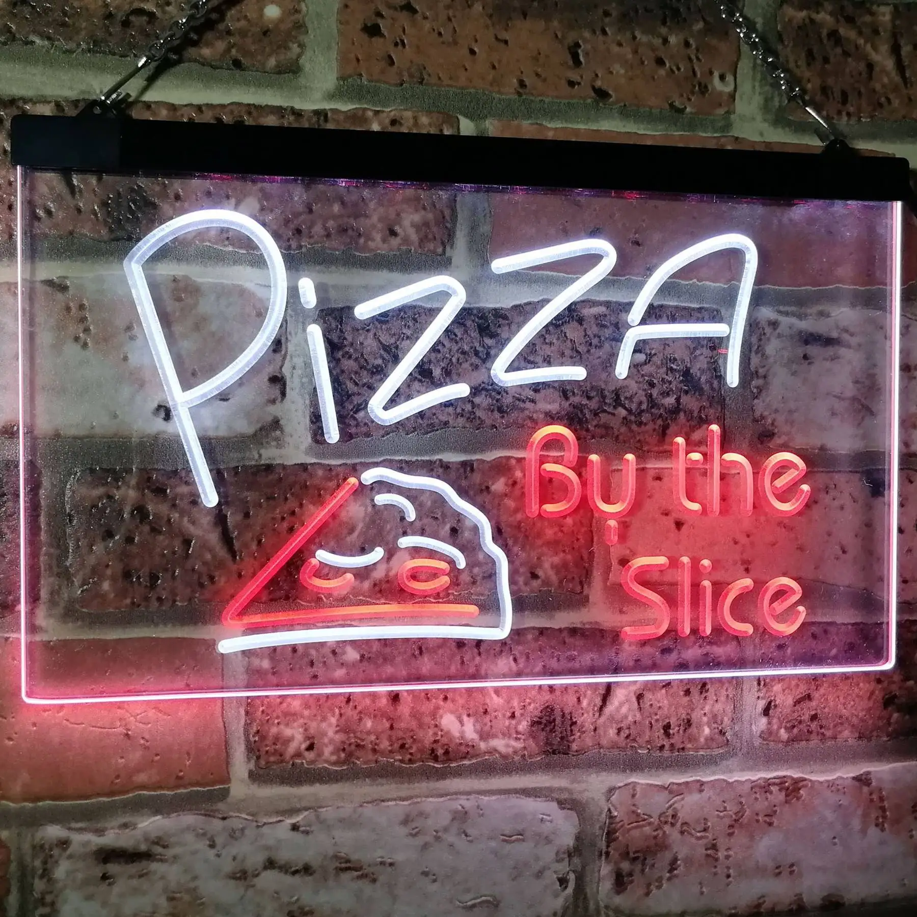 Pizza durch Die Scheibe Shop Display Werbung Decor Dual Farbe LED Neon Zeichen