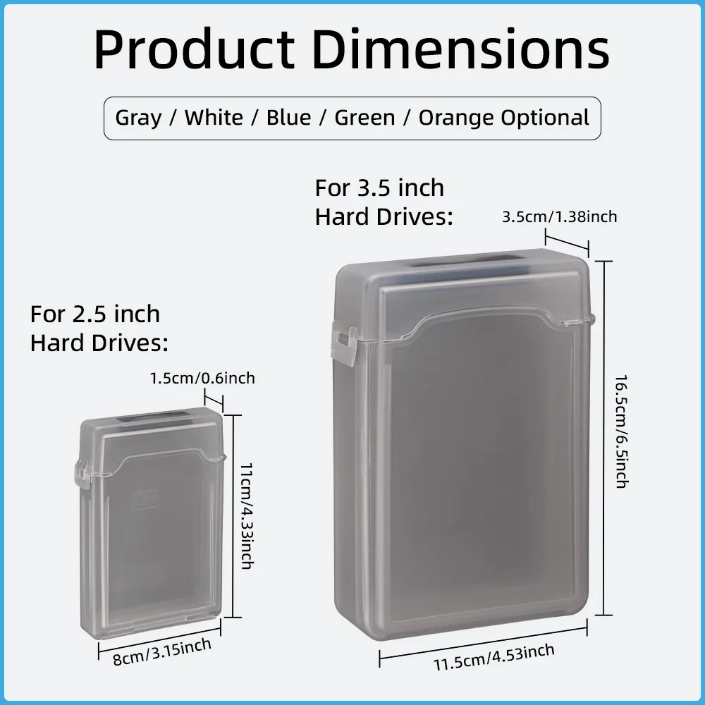 Hard Drive Storage Case for 2.5 3.5 Inch SATA HDD SSD, Shockproof Dustproof Box Colorful Hard Disk Storage Organizer