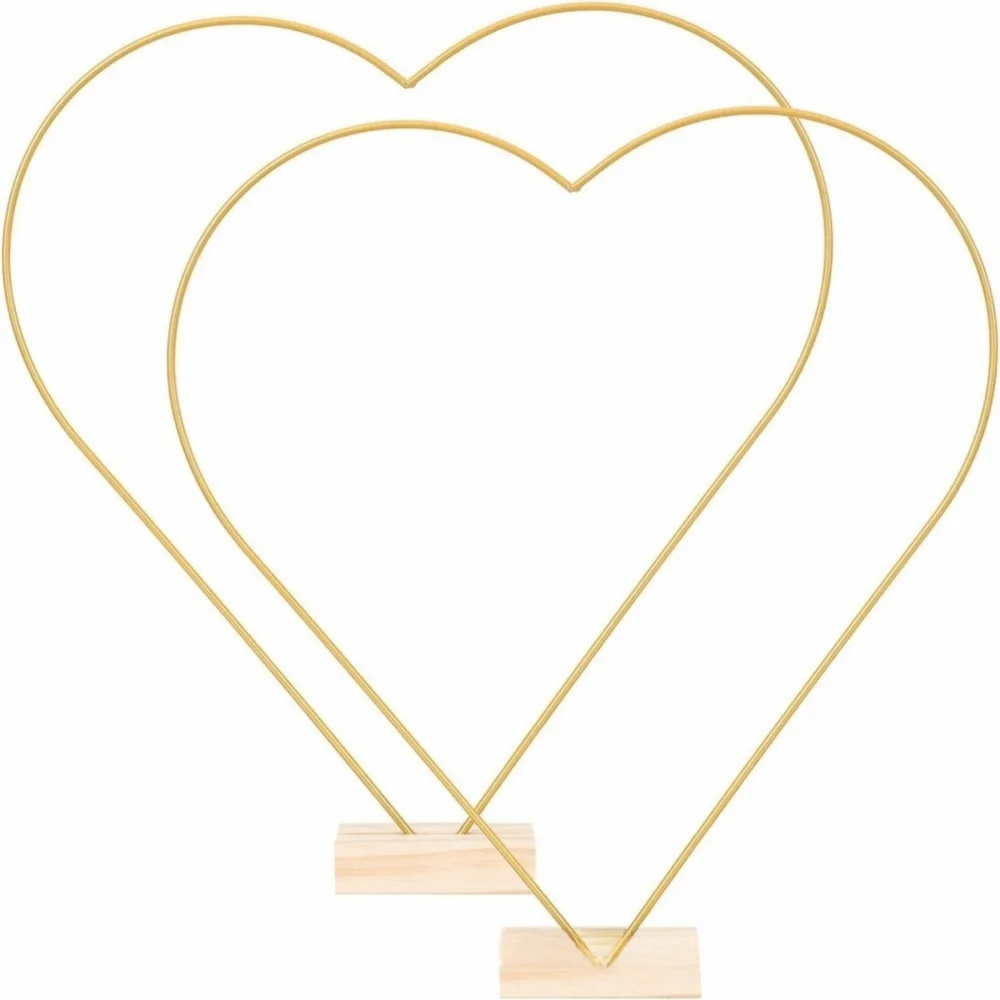 DIY Heart Shape Wreath Frame Wooden Base Hollow Out Metal Hoop Centerpiece Moon Shape Wreath Iron Ring Wedding Decor