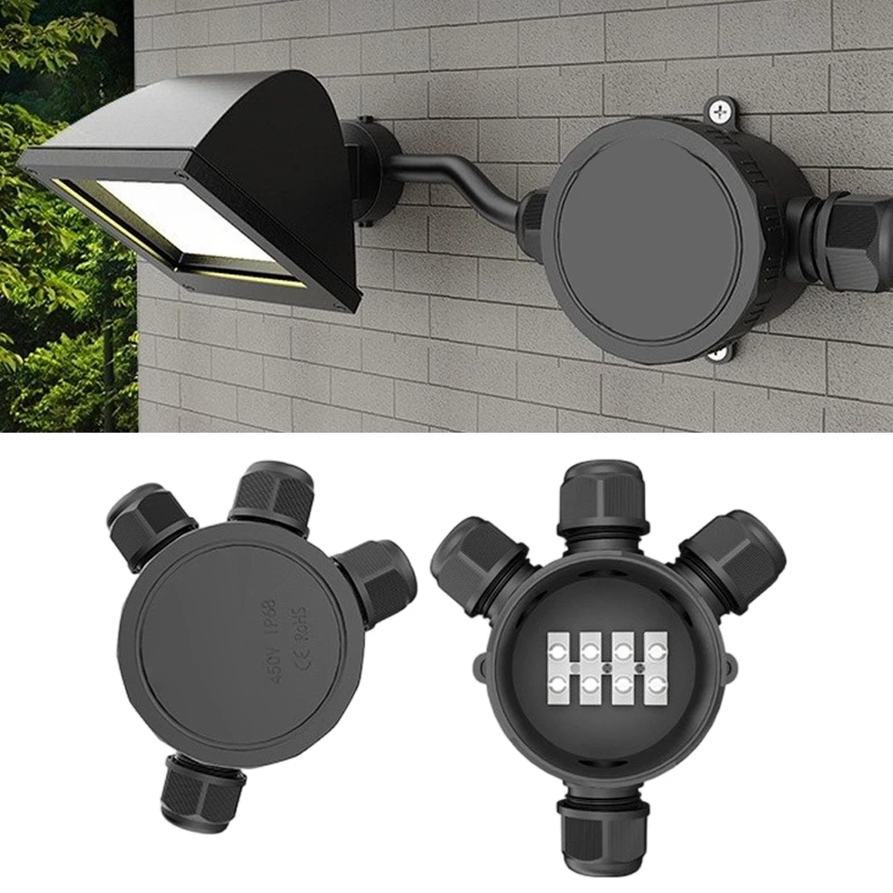 IP68 Junction Box Black Plastic Waterproof Electrical Enclosure for Home Outdoor Installation 5-9mm Wire Range