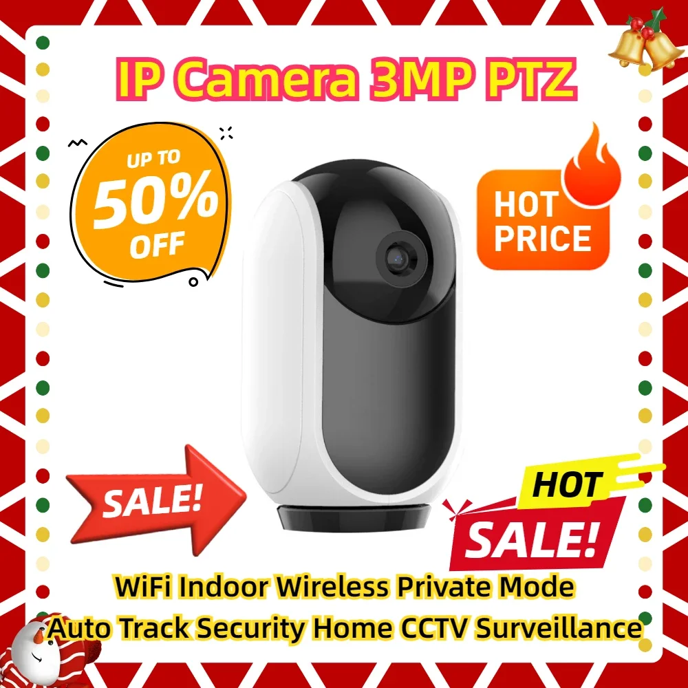 

WiFi Indoor Wireless Private Mode Auto Track Security Home CCTV Surveillance IP Camera 3MP PTZ