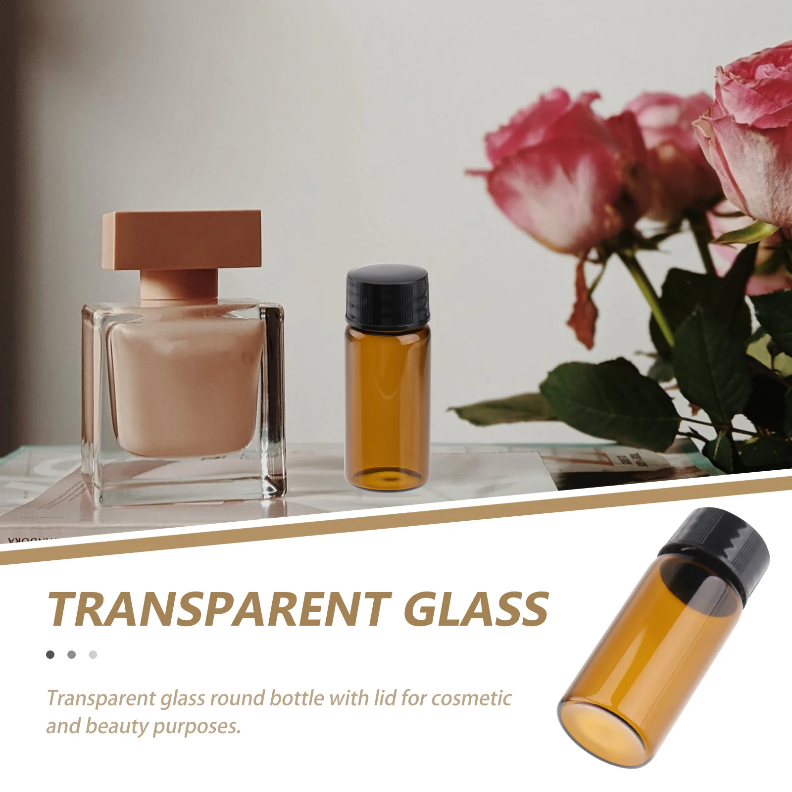 15Pcs Brown Glass Sample Bottles Screw Mouth Leakproof Travel Small Essential Oil Reagent Containers Sample Bottles