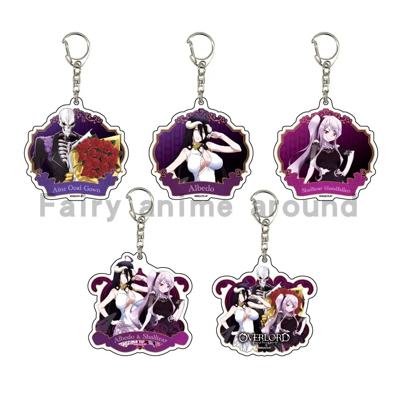 Game Ainz Ooal Gown Narberal Albedo Shalltear Bloodfallen Keychain Doll Anime Acrylic Keyring Pendant for Gift