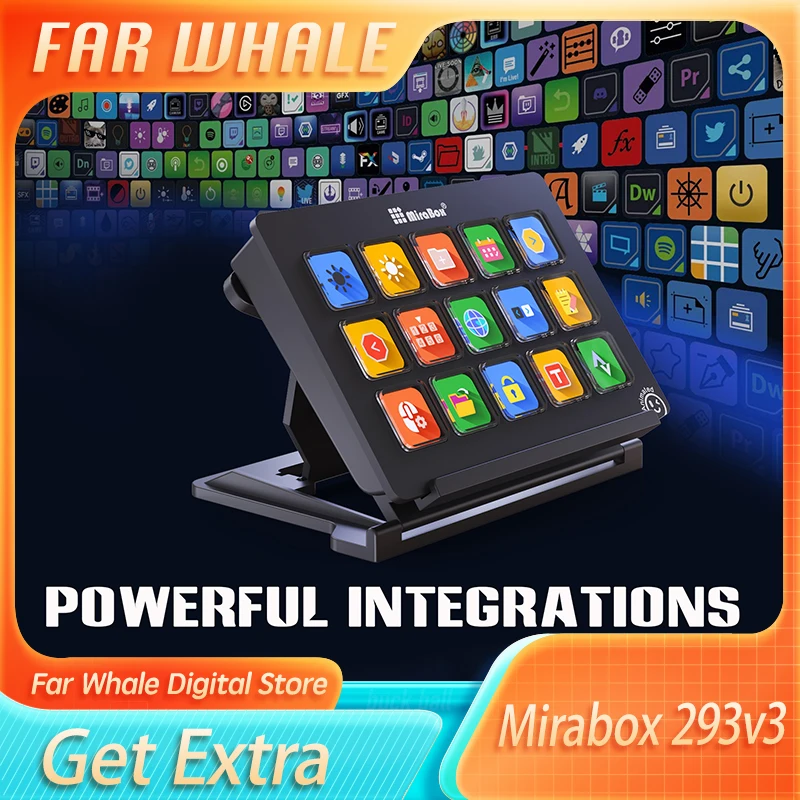 Mirabox 293 V3 Stream Deck Customized Keypad Macro Programming Lcd Button Visual Screen Visual Highlight Accessories For Office