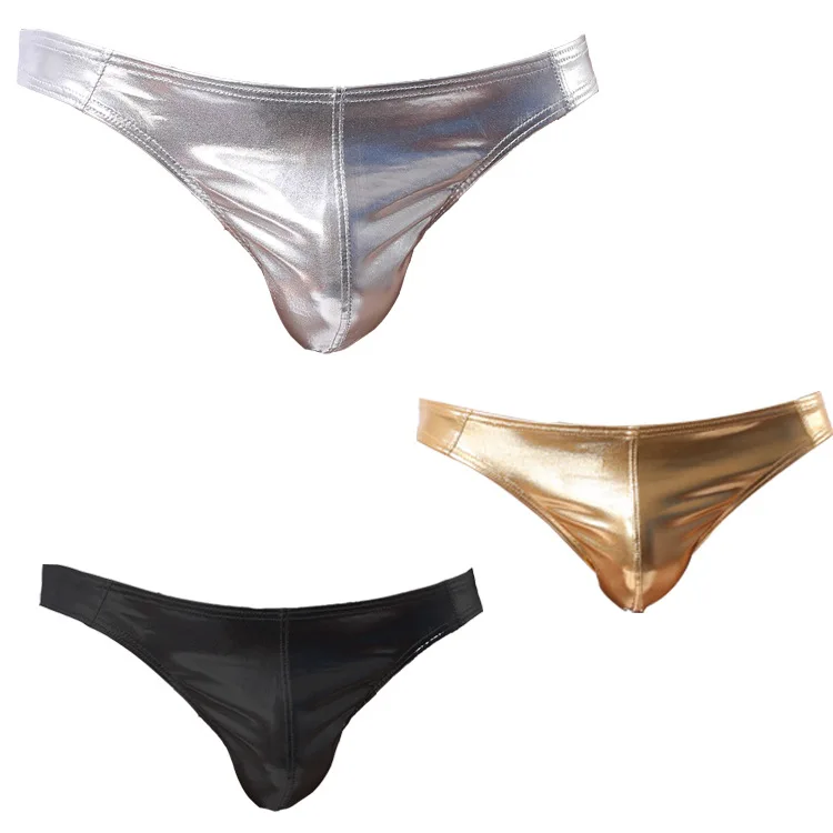 A408 wholesale men's underwear leather thongs fashion solid color thong pants one piece hair solid color