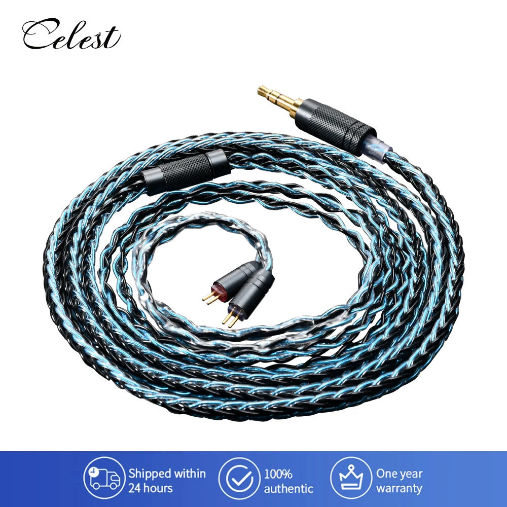 Celest Lara Earphone Upgrade Cable 3.5mm Aluminum Detachable Plug Copper 0.78 2pin IEMs Hifi Music Headphone Wired Headset