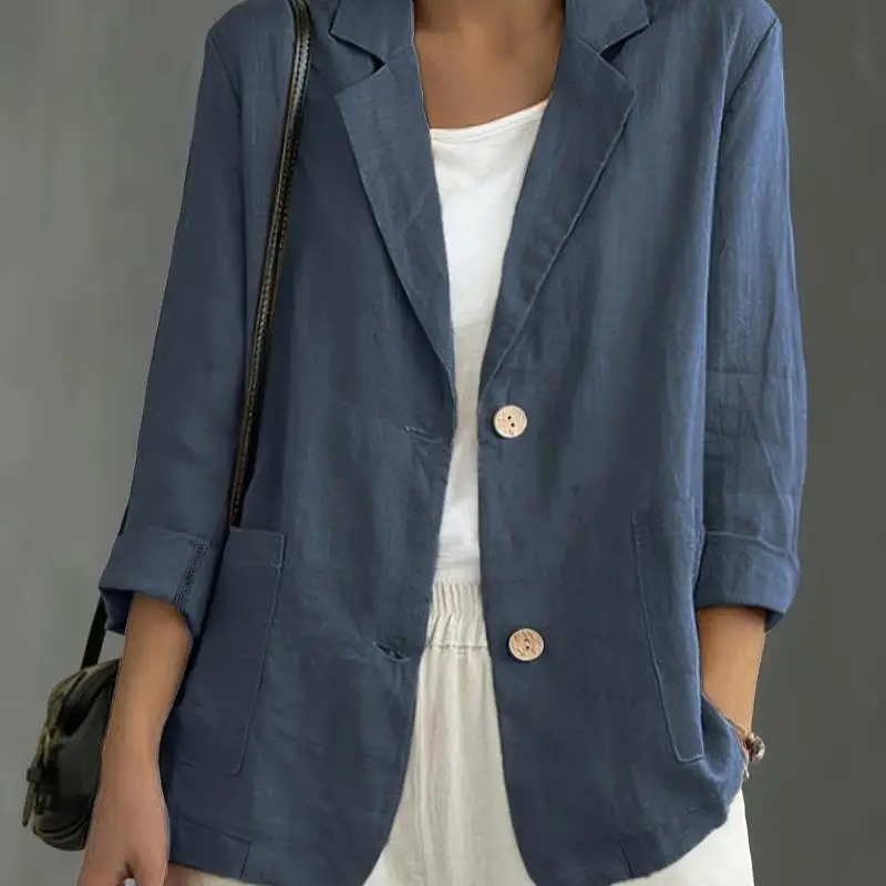 

Casual Cotton Linen Short Suit Women's Winter Fashion Pure Linen Material Female Business Casual Outerwear Jacket Coat