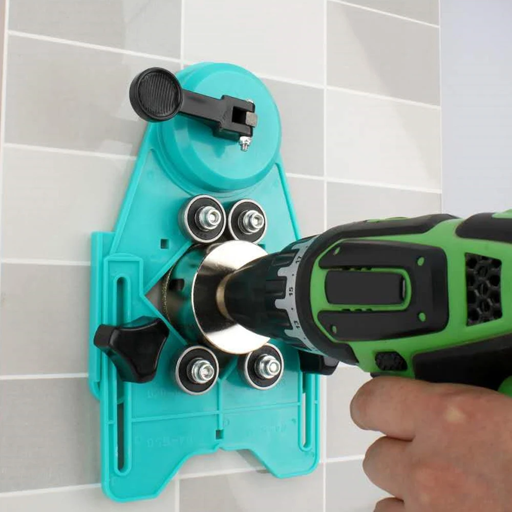 Localizador de vidrio para azulejos de cerámica, guía de posicionamiento de apertura de diamante, broca de guía, rango de sujeción de orificio, herramientas de construcción, guía de taladro