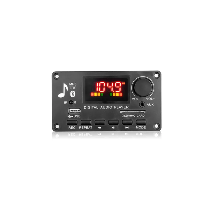 Excellent-Color Screen MP3 Player Decoder Board 2X40W Amplifier Call Recording BT Car FM Radio Module Support TF USB AUX 3.5 WAV