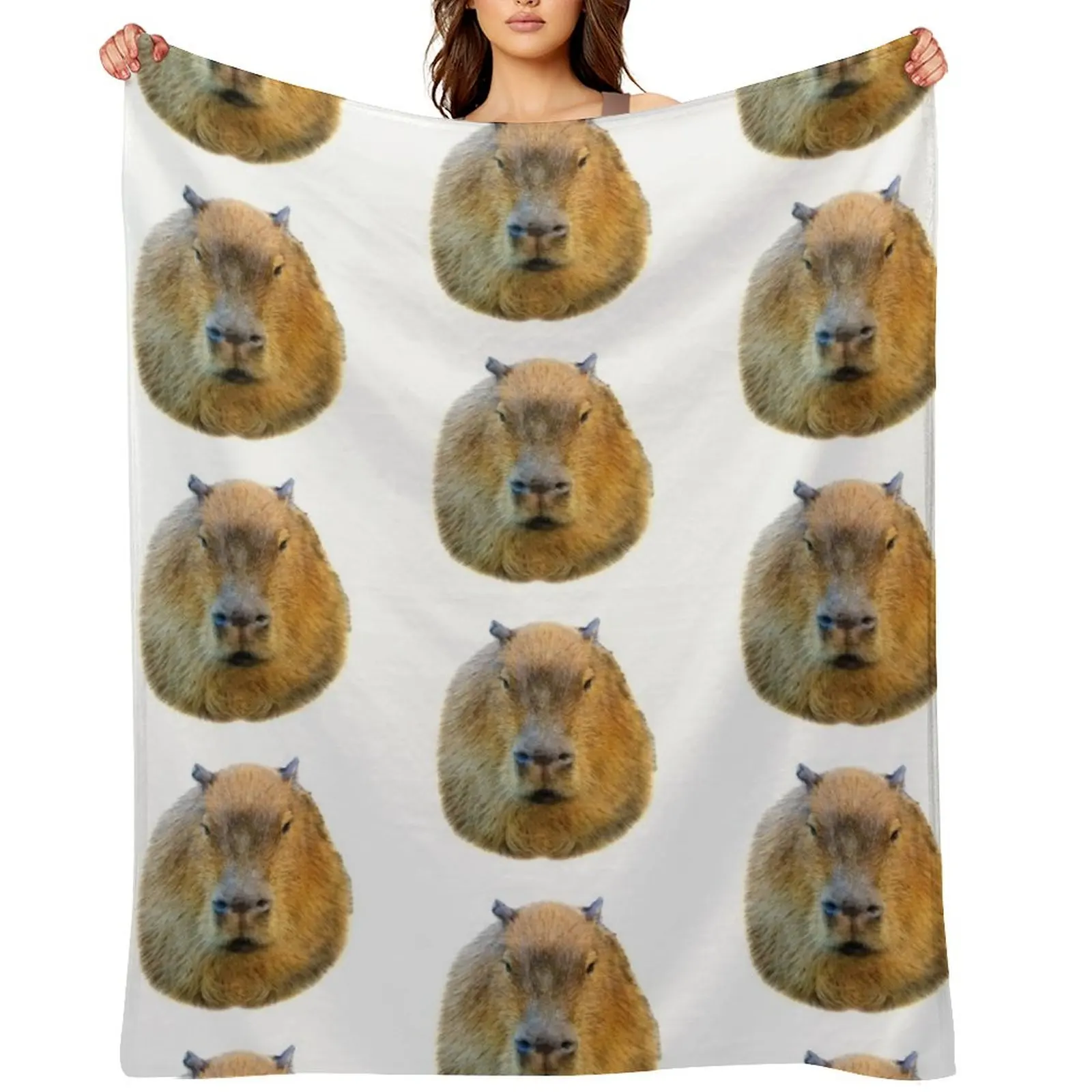 Capybara head Throw Blanket Soft Plaid Plush Decoratives Thins Blankets