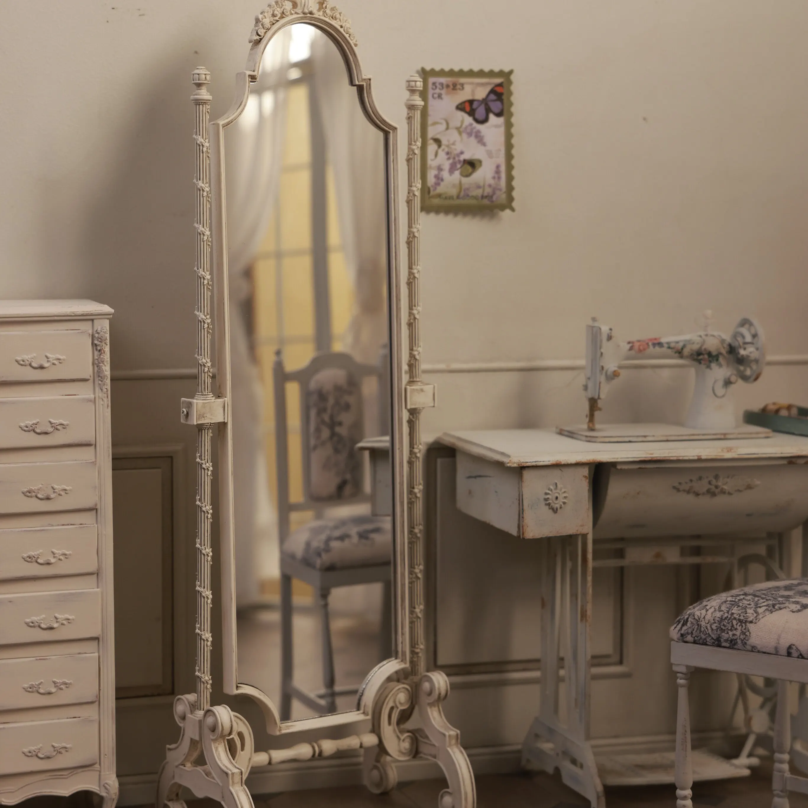 Full-length mirror Floor mirror  mirror August series Mini miniature furniture for ba