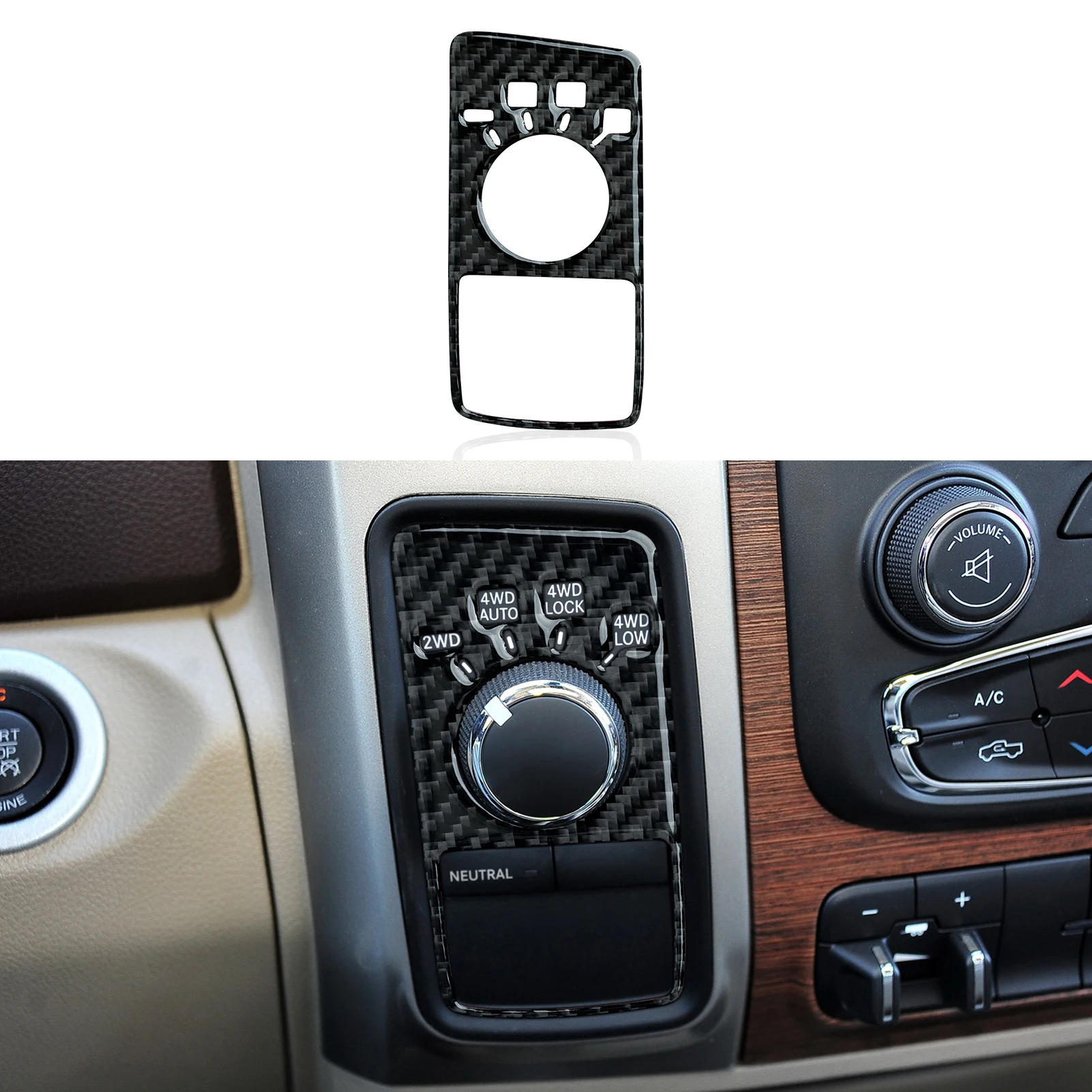 4WD Car Button Panel Cover Decals for 2013-2018 Dodge Ram 1500 2500 3500 Accessories Carbon Fiber Interior Stickers