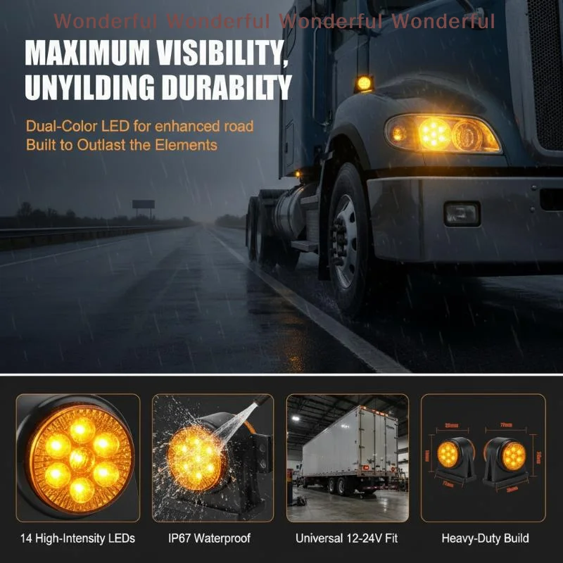 Waterproof High Brightness Trailer Side Marker LED Light 12V 24V 1 Set for Trucks Towing Utility Vehicles Trailers