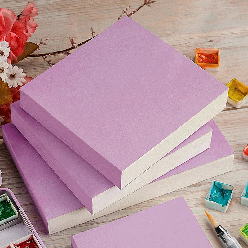 Imagem -02 - Mini Portátil Aquarela Pintura Livro Papel Grosso Bolso Sketchbook Pequeno Livro de Desenho Arte Suprimentos 300g Rosa