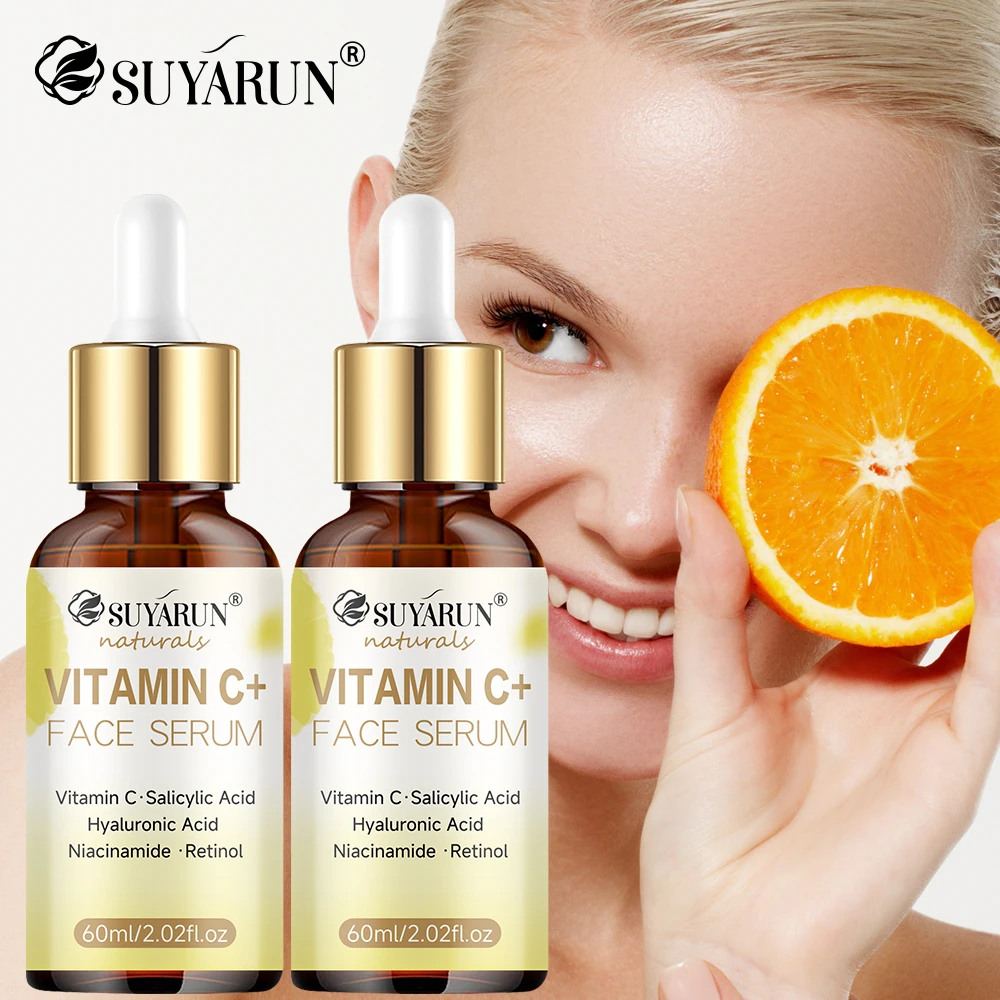 Soro facial SUYARUN com vitamina C – iluminador, antioxidante, desbota manchas escuras e tratamento hidratante para pele brilhante.