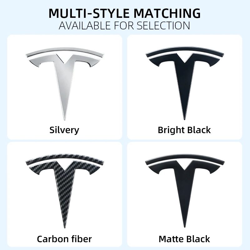 شعار سيارة تسلا الأمامي شعار الجذع الخلفي ملصق لنموذج 3 وضع Y شعار معدني استبدال الشعارات الخلفية والخلفية اسوداد #3