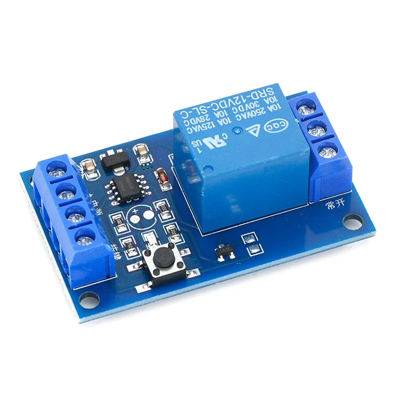 Single-key bistable relay module 12V car modification switch one-key start-stop self-locking single-chip microcomputer control 5