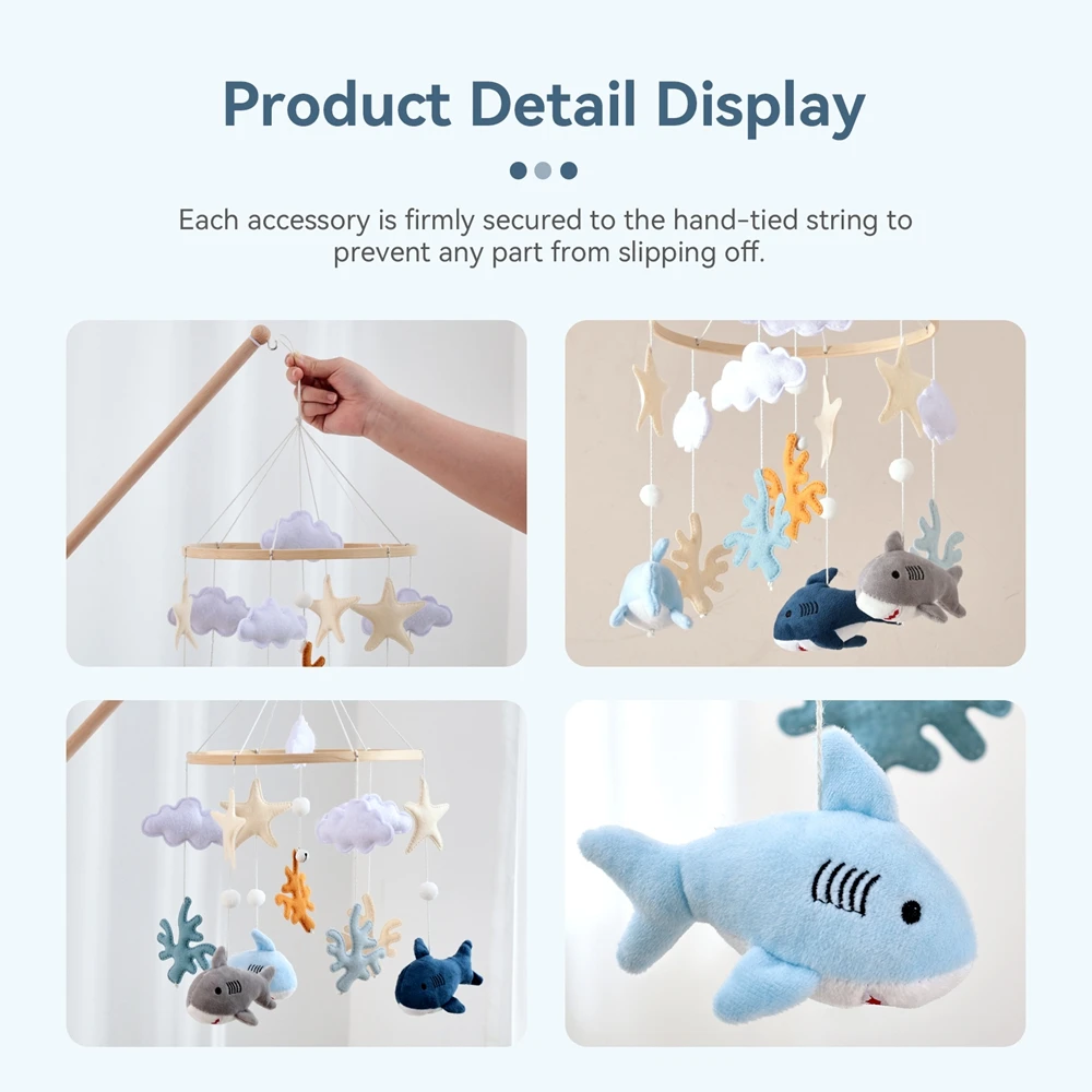 Baby Wooden Bedbell Bracket 0-12 Months Bed Bell Bracket Wooden Mobile Newborn Crochet Bed Bell Hanging Toys Newbaby Rattle Toys