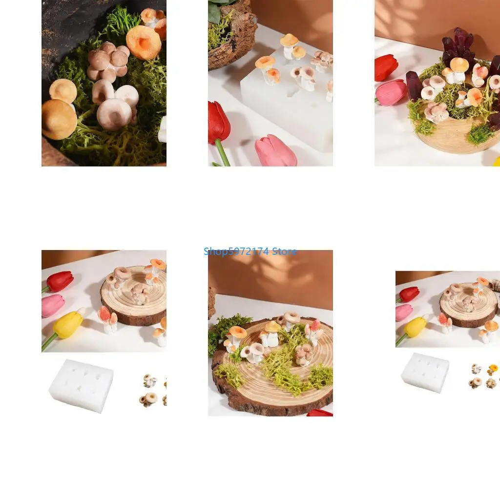 Y3NB Mini Mushroom Silicone Mold Tiny Mushroom Silicone Mold for DIY Dollhouses Fairys Garden Decors Jewelry Making Molds
