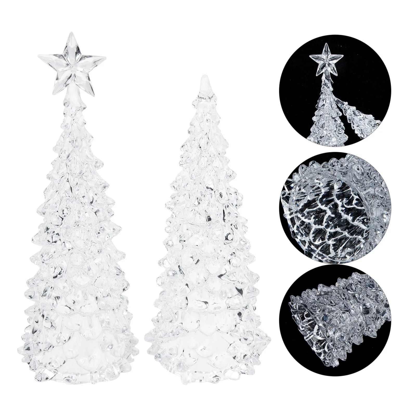 2 Pcs Crystal Christmas Tree Xmas Ornaments Desktop for Crafts Festival Model Decorations Party Tabletop Adornment