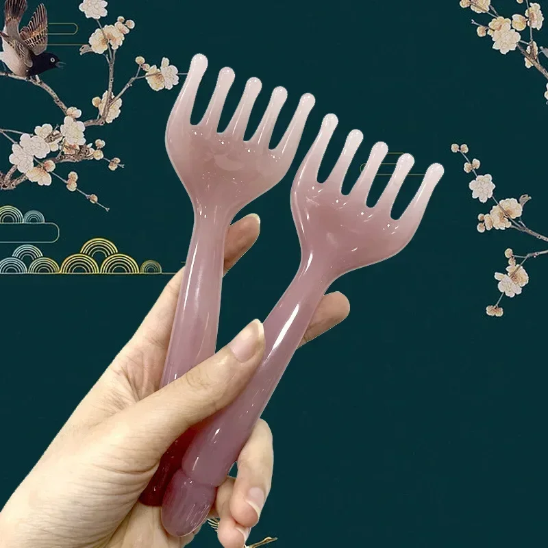 Massageador de Cabeça de Resina com 5 Garras para o Corpo, Massageador de Couro Cabeludo Gua Sha, Bastão de Raspagem para Massagem Corporal, Pescoço e Pernas, Ferramentas de Massagem Linfática